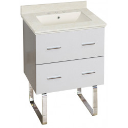 American Imaginations AI-18619 23.75-in. W Floor Mount White Vanity Set For 3H8-in. Drilling Biscuit UM Sink
