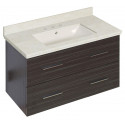 American Imaginations AI-18640 36-in. W Wall Mount Dawn Grey Vanity Set For 3H8-in. Drilling Beige Top Biscuit UM Sink