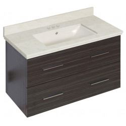 American Imaginations AI-18642 36-in. W Wall Mount Dawn Grey Vanity Set For 3H4-in. Drilling Beige Top Biscuit UM Sink