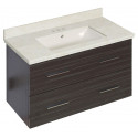 American Imaginations AI-18642 36-in. W Wall Mount Dawn Grey Vanity Set For 3H4-in. Drilling Beige Top Biscuit UM Sink