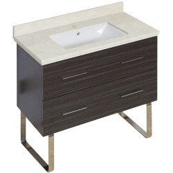 American Imaginations AI-18655 36-in. W Floor Mount Dawn Grey Vanity Set For 1 Hole Drilling Beige Top White UM Sink