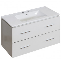 American Imaginations AI-18669 35.5-in. W Wall Mount White Vanity Set For 3H4-in. Drilling
