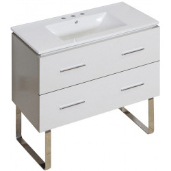 American Imaginations AI-18689 35.5-in. W Floor Mount White Vanity Set For 3H8-in. Drilling