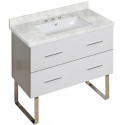 American Imaginations AI-18693 36-in. W Floor Mount White Vanity Set For 3H8-in. Drilling Bianca Carara Top White UM Sink
