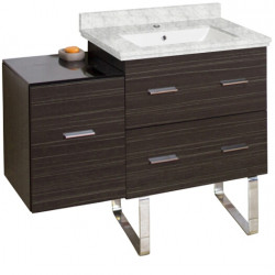 American Imaginations AI-18732 37.75-in. W Floor Mount Dawn Grey Vanity Set For 1 Hole Drilling Bianca Carara Top White UM Sink