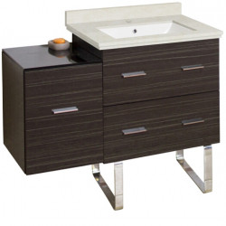 American Imaginations AI-18738 37.75-in. W Floor Mount Dawn Grey Vanity Set For 1 Hole Drilling White UM Sink