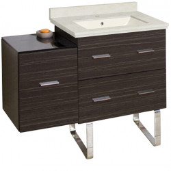 American Imaginations AI-18739 37.75-in. W Floor Mount Dawn Grey Vanity Set For 1 Hole Drilling Biscuit UM Sink