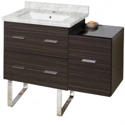 American Imaginations AI-18773 37.75-in. W Floor Mount Dawn Grey Vanity Set For 1 Hole Drilling Bianca Carara Top White UM Sink