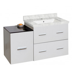 American Imaginations AI-18794 37.75-in. W Wall Mount White Vanity Set For 1 Hole Drilling Bianca Carara Top White UM Sink