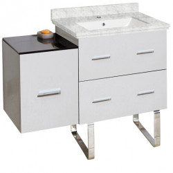 American Imaginations AI-18815 37.75-in. W Floor Mount White Vanity Set For 1 Hole Drilling Bianca Carara Top White UM Sink