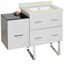 American Imaginations AI-18821 37.75-in. W Floor Mount White Vanity Set For 1 Hole Drilling White UM Sink