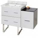 American Imaginations AI-18857 37.75-in. W Floor Mount White Vanity Set For 1 Hole Drilling Bianca Carara Top White UM Sink