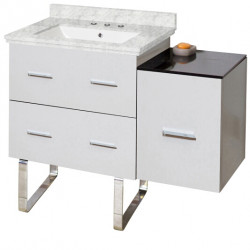 American Imaginations AI-18859 37.75-in. W Floor Mount White Vanity Set For 3H8-in. Drilling Bianca Carara Top White UM Sink