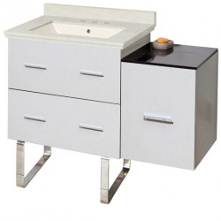 American Imaginations AI-18866 37.75-in. W Floor Mount White Vanity Set For 3H8-in. Drilling Biscuit UM Sink