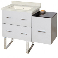 American Imaginations AI-18868 37.75-in. W Floor Mount White Vanity Set For 3H4-in. Drilling Biscuit UM Sink