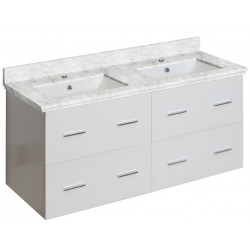 American Imaginations AI-18906 47.5-in. W Wall Mount White Vanity Set For 1 Hole Drilling Bianca Carara Top White UM Sink