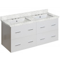American Imaginations AI-18908 47.5-in. W Wall Mount White Vanity Set For 3H8-in. Drilling Bianca Carara Top White UM Sink