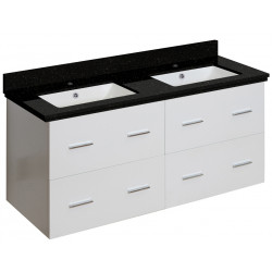 American Imaginations AI-18912 47.5-in. W Wall Mount White Vanity Set For 1 Hole Drilling Black Galaxy Top White UM Sink