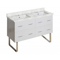 American Imaginations AI-18921 47.5-in. W Floor Mount White Vanity Set For 1 Hole Drilling Bianca Carara Top White UM Sink
