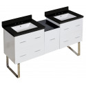 American Imaginations AI-19011 61.5-in. W Floor Mount White Vanity Set For 3H8-in. Drilling Black Galaxy Top White UM Sink