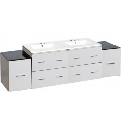 American Imaginations AI-19045 74-in. W Wall Mount White Vanity Set For 3H8-in. Drilling