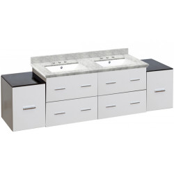 American Imaginations AI-19049 74-in. W Wall Mount White Vanity Set For 3H8-in. Drilling Bianca Carara Top White UM Sink