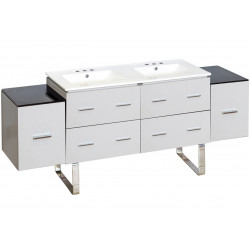 American Imaginations AI-19060 74-in. W Floor Mount White Vanity Set For 3H8-in. Drilling