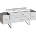American Imaginations AI-19062 74-in. W Floor Mount White Vanity Set For 1 Hole Drilling Bianca Carara Top White UM Sink