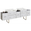 American Imaginations AI-19139 88.5-in. W Floor Mount White Vanity Set For 1 Hole Drilling Bianca Carara Top White UM Sink