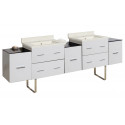 American Imaginations AI-19146 88.5-in. W Floor Mount White Vanity Set For 1 Hole Drilling Biscuit UM Sink