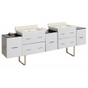 American Imaginations AI-19148 88.5-in. W Floor Mount White Vanity Set For 3H8-in. Drilling Biscuit UM Sink