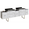 American Imaginations AI-19151 88.5-in. W Floor Mount White Vanity Set For 1 Hole Drilling Black Galaxy Top White UM Sink