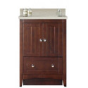 American Imaginations AI-19367 23.75-in. W Floor Mount Walnut Vanity Set For 1 Hole Drilling Beige Top White UM Sink