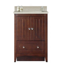 American Imaginations AI-19372 23.75-in. W Floor Mount Walnut Vanity Set For 3H4-in. Drilling Beige Top Biscuit UM Sink