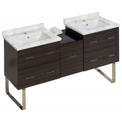 American Imaginations AI-18956 61.5-in. W Floor Mount Dawn Grey Vanity Set For 1 Hole Drilling Bianca Carara Top White UM Sink