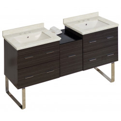 American Imaginations AI-18965 61.5-in. W Floor Mount Dawn Grey Vanity Set For 3H8-in. Drilling Biscuit UM Sink