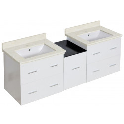 American Imaginations AI-18982 61.5-in. W Wall Mount White Vanity Set For 1 Hole Drilling White UM Sink