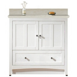 American Imaginations AI-19421 36-in. W Floor Mount White Vanity Set For 1 Hole Drilling Beige Top White UM Sink