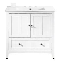 American Imaginations AI-19428 35.5-in. W Floor Mount White Vanity Set For 3H8-in. Drilling