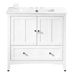 American Imaginations AI-19429 35.5-in. W Floor Mount White Vanity Set For 3H4-in. Drilling