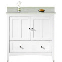 American Imaginations AI-19430 36-in. W Floor Mount White Vanity Set For 1 Hole Drilling Beige Top White UM Sink