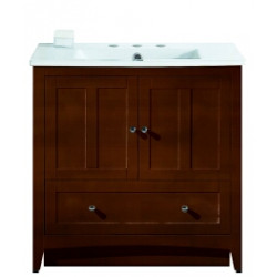 American Imaginations AI-19437 35.5-in. W Floor Mount Walnut Vanity Set For 3H8-in. Drilling