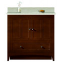 American Imaginations AI-19439 36-in. W Floor Mount Walnut Vanity Set For 1 Hole Drilling Beige Top White UM Sink
