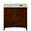 American Imaginations AI-19448 36-in. W Floor Mount Walnut Vanity Set For 1 Hole Drilling Beige Top White UM Sink