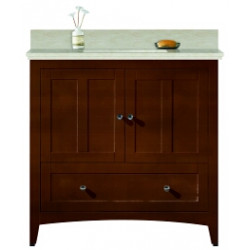 American Imaginations AI-19451 36-in. W Floor Mount Walnut Vanity Set For 3H8-in. Drilling Beige Top Biscuit UM Sink