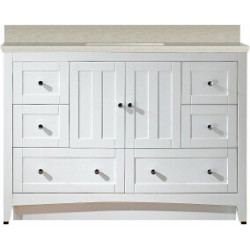 American Imaginations AI-19457 47.6-in. W Floor Mount White Vanity Set For 1 Hole Drilling Beige Top White UM Sink