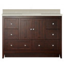 American Imaginations AI-19475 47.6-in. W Floor Mount Walnut Vanity Set For 1 Hole Drilling Beige Top White UM Sink