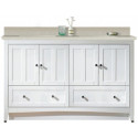 American Imaginations AI-19529 59-in. W Floor Mount White Vanity Set For 1 Hole Drilling Beige Top White UM Sink