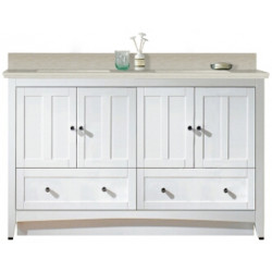 American Imaginations AI-19531 59-in. W Floor Mount White Vanity Set For 3H8-in. Drilling Beige Top White UM Sink