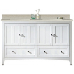 American Imaginations AI-19538 59-in. W Floor Mount White Vanity Set For 1 Hole Drilling Beige Top White UM Sink